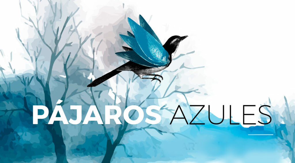Arte de la tercera temporada del podcast Pájaros Azules