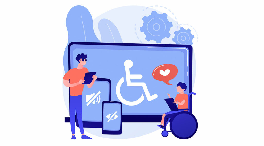 Vector con logo de discapacidad, persona ciega y en silla de ruedas.