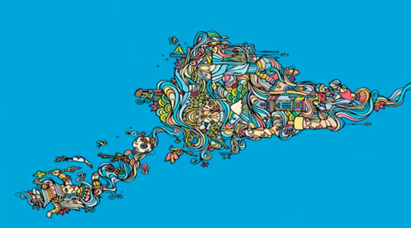 Arte basado en el mapa de América Latina.