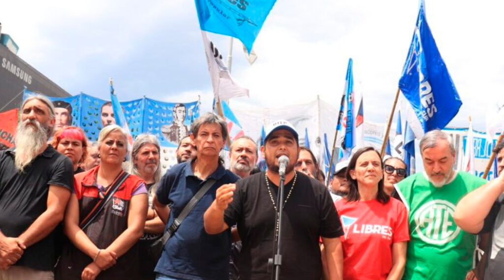 Integrantes de la UTEP durante una marcha a fines de diciembre de 2023.